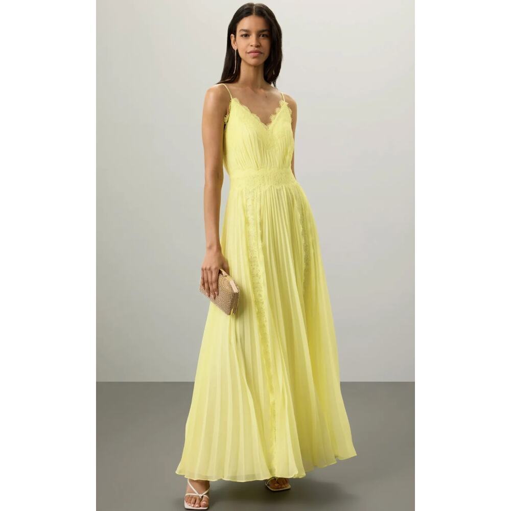 Zac Posen Chiffon Lace Gown in Yellow